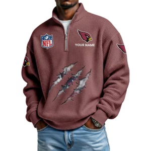 Arizona Cardinals Waffle Knit Quarter-Zip Long Sleeve Shirt Customize Name