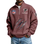 Atlanta Falcons Waffle Knit Quarter-Zip Long Sleeve Shirt Customize Name