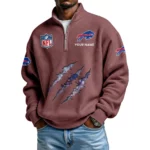 Buffalo Bills Waffle Knit Quarter-Zip Long Sleeve Shirt Customize Name