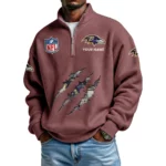 Baltimore Ravens Waffle Knit Quarter-Zip Long Sleeve Shirt Customize Name