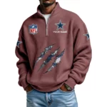 Dallas Cowboys Waffle Knit Quarter-Zip Long Sleeve Shirt Customize Name