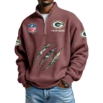Green Bay Packers Waffle Knit Quarter-Zip Long Sleeve Shirt Customize Name