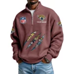 Jacksonville Jaguars Waffle Knit Quarter-Zip Long Sleeve Shirt Customize Name