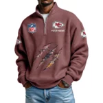 Kansas City Chiefs Waffle Knit Quarter-Zip Long Sleeve Shirt Customize Name