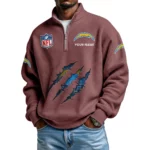 Los Angeles Chargers Waffle Knit Quarter-Zip Long Sleeve Shirt Customize Name