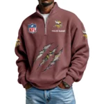 Minnesota Vikings Waffle Knit Quarter-Zip Long Sleeve Shirt Customize Name