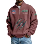 New York Jets Waffle Knit Quarter-Zip Long Sleeve Shirt Customize Name