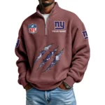 New York Giants Waffle Knit Quarter-Zip Long Sleeve Shirt Customize Name