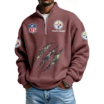 Pittsburgh Steelers Waffle Knit Quarter-Zip Long Sleeve Shirt Customize Name