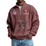 San Francisco 49ers Waffle Knit Quarter-Zip Long Sleeve Shirt Customize Name