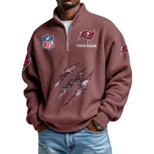 Tampa Bay Buccaneers Waffle Knit Quarter-Zip Long Sleeve Shirt Customize Name