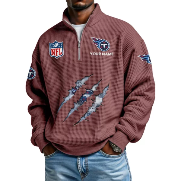 Tennessee Titans Waffle Knit Quarter-Zip Long Sleeve Shirt Customize Name