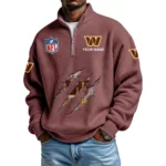 Washington Commanders Waffle Knit Quarter-Zip Long Sleeve Shirt Customize Name