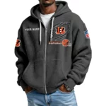 Cincinnati Bengals Men’s Waffle Knit Full Zip Up Hoodie Customize Name