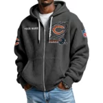 Chicago Bears Men’s Waffle Knit Full Zip Up Hoodie Customize Name
