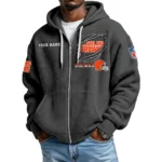 Cleveland Browns Men’s Waffle Knit Full Zip Up Hoodie Customize Name