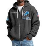 Detroit Lions Men’s Waffle Knit Full Zip Up Hoodie Customize Name