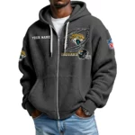 Jacksonville Jaguars Men’s Waffle Knit Full Zip Up Hoodie Customize Name