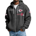 Kansas City Chiefs Men’s Waffle Knit Full Zip Up Hoodie Customize Name