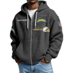 Los Angeles Chargers Men’s Waffle Knit Full Zip Up Hoodie Customize Name