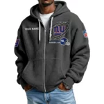 New York Giants Men’s Waffle Knit Full Zip Up Hoodie Customize Name