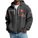 San Francisco 49ers Men’s Waffle Knit Full Zip Up Hoodie Customize Name