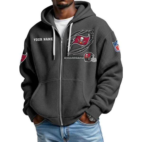 Tampa Bay Buccaneers Men’s Waffle Knit Full Zip Up Hoodie Customize Name