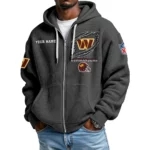 Washington Commanders Men’s Waffle Knit Full Zip Up Hoodie Customize Name