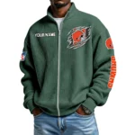 Cleveland Browns Men’s Full Zip Waffle Knit Long Sleeve Sweatshirt Customize Name