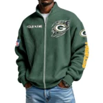 Green Bay Packers Men’s Full Zip Waffle Knit Long Sleeve Sweatshirt Customize Name
