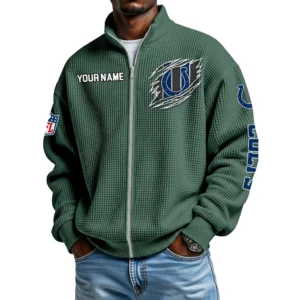 Indianapolis Colts Men’s Full Zip Waffle Knit Long Sleeve Sweatshirt Customize Name