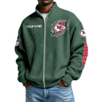Kansas City Chiefs Men’s Full Zip Waffle Knit Long Sleeve Sweatshirt Customize Name