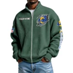 Los Angeles Rams Men’s Full Zip Waffle Knit Long Sleeve Sweatshirt Customize Name