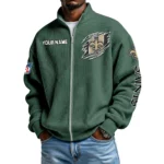 New Orleans Saints Men’s Full Zip Waffle Knit Long Sleeve Sweatshirt Customize Name