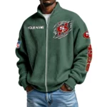 San Francisco 49ers Men’s Full Zip Waffle Knit Long Sleeve Sweatshirt Customize Name