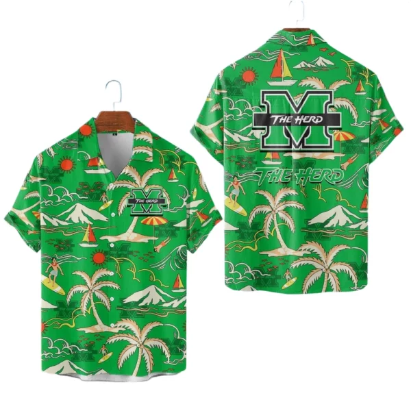 Marshall Thundering Herd Hawaiian Shirt New 2026 Limited Premium Crinkle Textured
