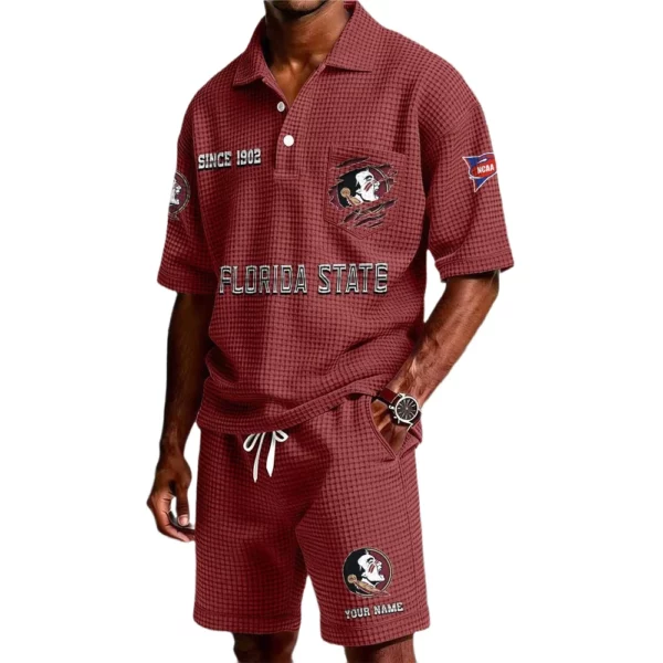 Florida State Seminoles Premium Waffle Knit Polo Shorts Set 2026 Limited Personalize Name