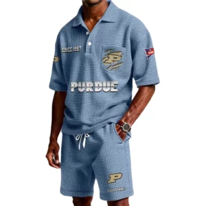 Purdue Boilermakers Premium Waffle Knit Polo Shorts Set 2026 Limited Personalize Name