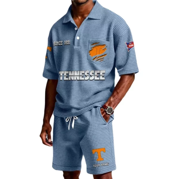 Tennessee Volunteers Premium Waffle Knit Polo Shorts Set 2026 Limited Personalize Name