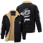 Las Vegas Raiders Fleece Lined Thick Jacket With Fur Lapel Collar Custom Name