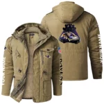 Baltimore Ravens Windproof Fleece Jacket Hooded Custom Name
