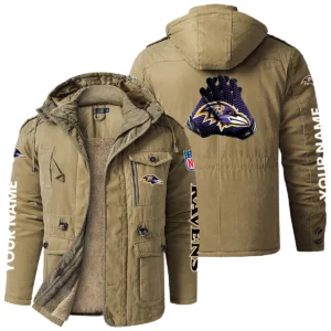 Baltimore Ravens Windproof Fleece Jacket Hooded Custom Name