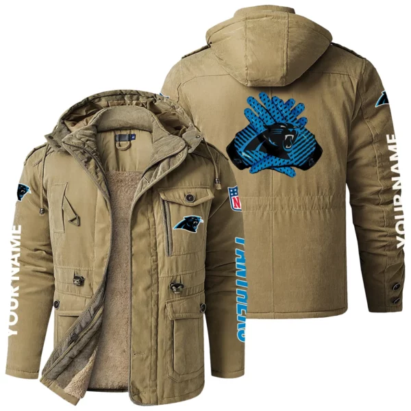 Carolina Panthers Windproof Fleece Jacket Hooded Custom Name