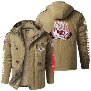 Kansas City Chiefs Windproof Fleece Jacket Hooded Custom Name