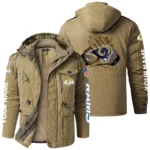 Los Angeles Rams Windproof Fleece Jacket Hooded Custom Name