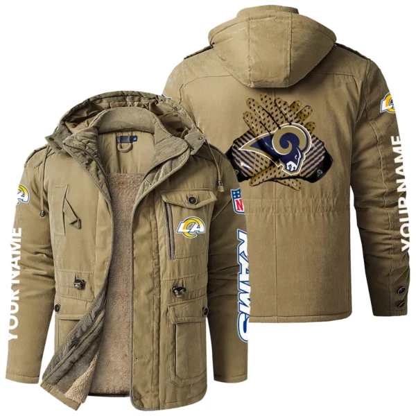 Los Angeles Rams Windproof Fleece Jacket Hooded Custom Name