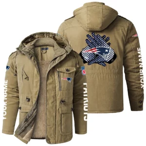 New England Patriots Windproof Fleece Jacket Hooded Custom Name