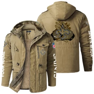 New Orleans Saints Windproof Fleece Jacket Hooded Custom Name