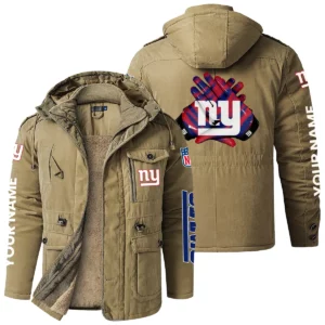 New York Giants Windproof Fleece Jacket Hooded Custom Name
