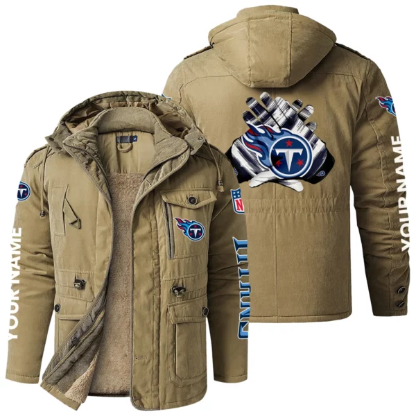 Tennessee Titans Windproof Fleece Jacket Hooded Custom Name